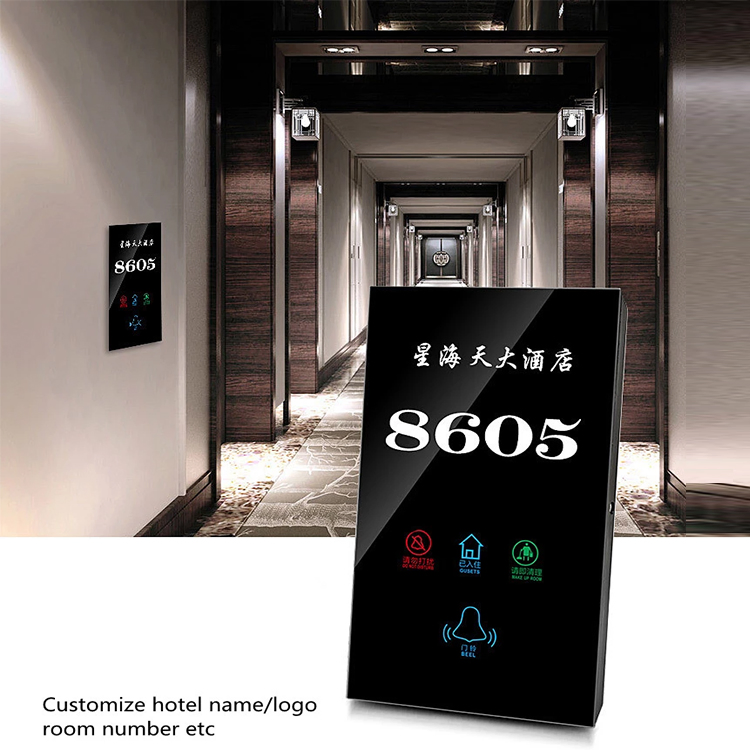 Custom Hotel Luminous Sign LED Light Room Number Doorplate with Dnd Clean Electronic Switch Hotel Doorbell