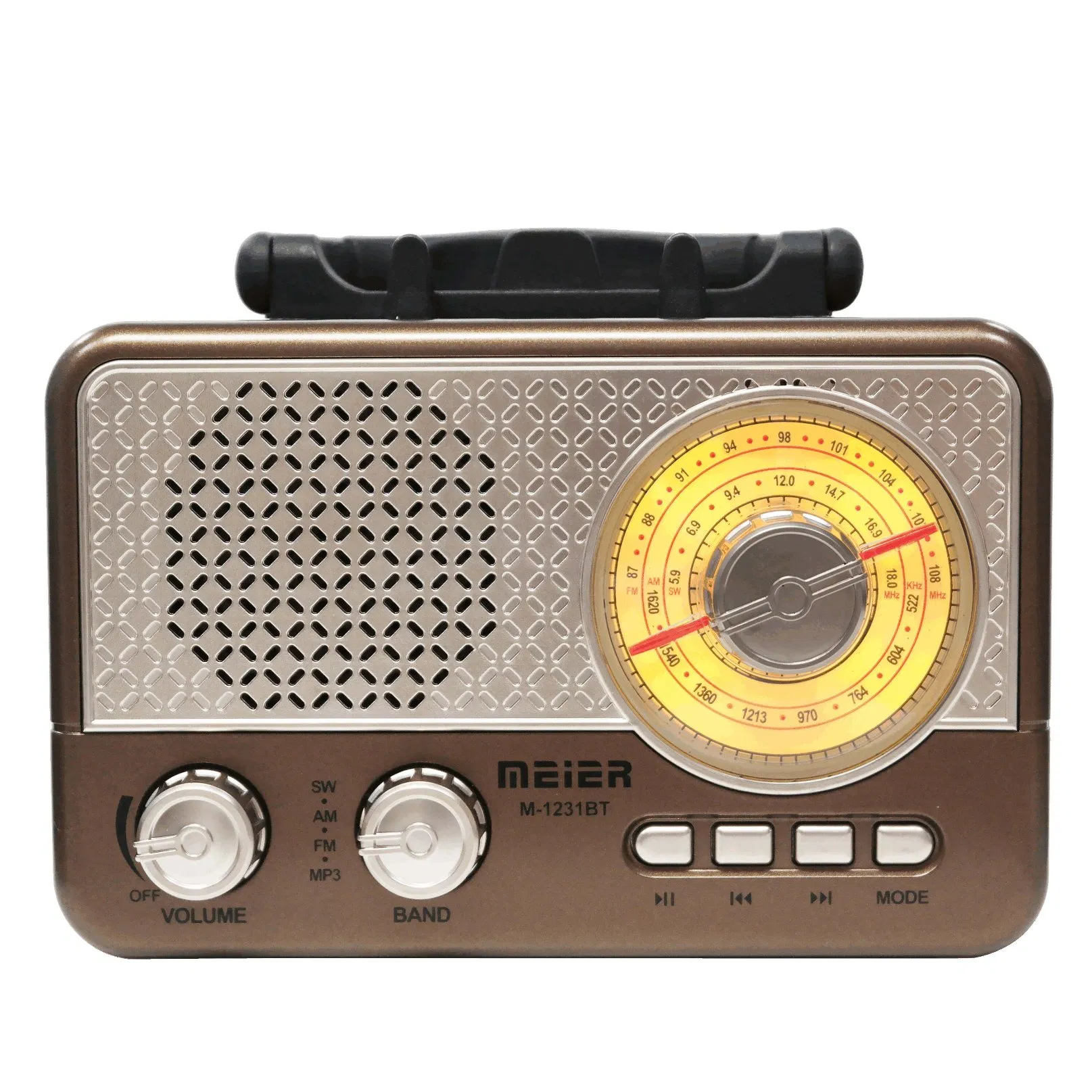 Portable 3 Band Am FM Sw, Consumer Electronics Electric Portable Audio Kit, Loud Volume, Wireless Connectivity, TF Card and MP3 Play M-1231BT