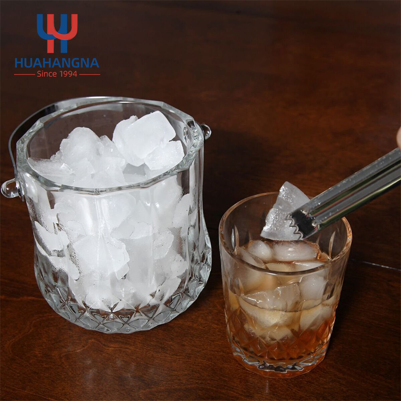 1000ml Customize Bar Tableware Clear Glass Ice Bucket for Champagne Whiskey Wine Beer