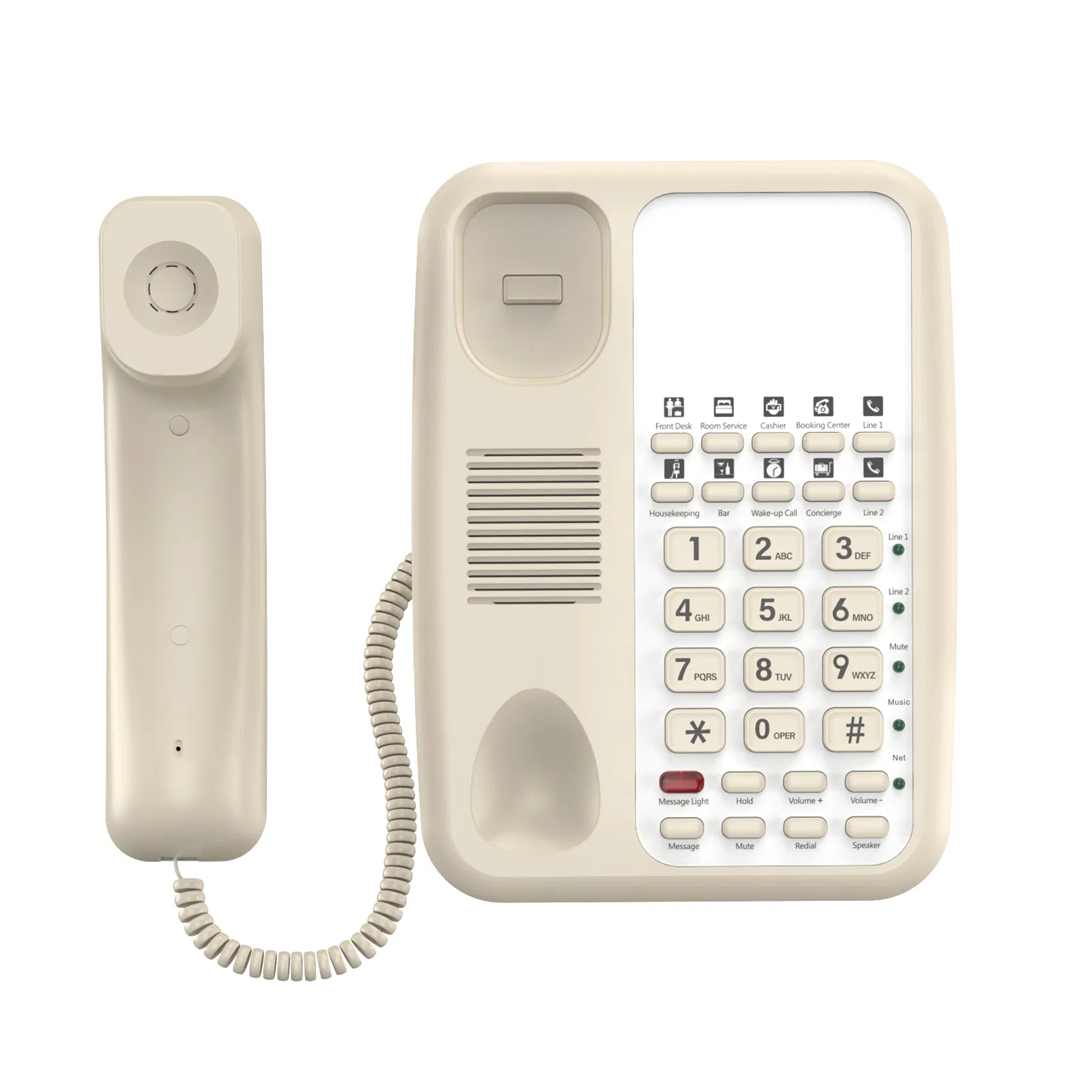 Sleek SIP Hotel Room Telephone with 10 Speed Dial Buttons