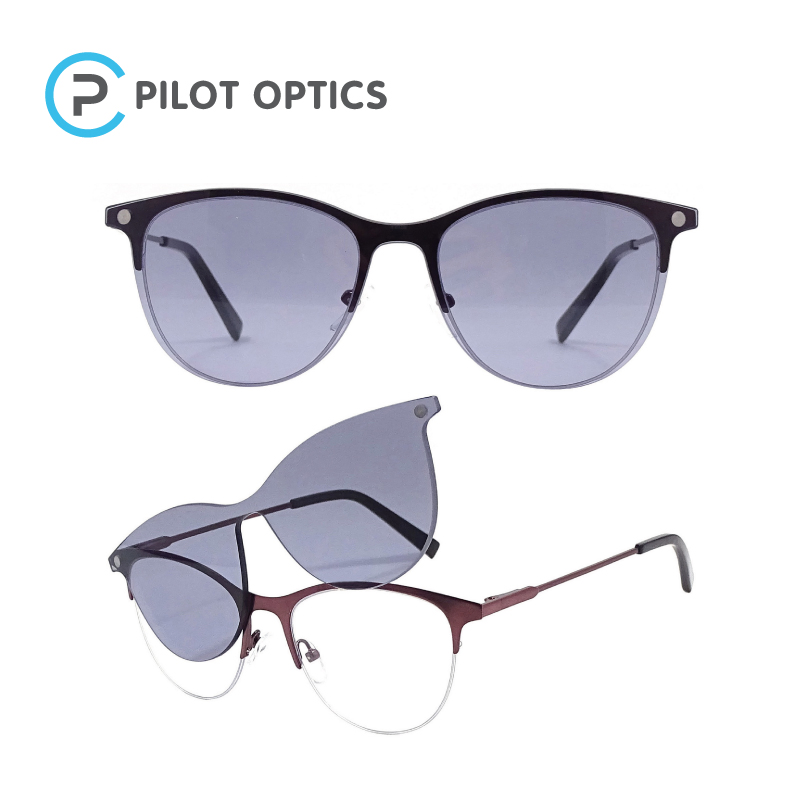Pilot Optics Fashion Custom Logo Clip on Frames Metal Tempered Optical Frames