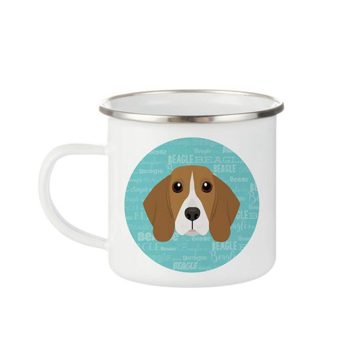 Vintage Round Enamel Coffee Tea Mug for Outdoor Indoor Picnic Travel