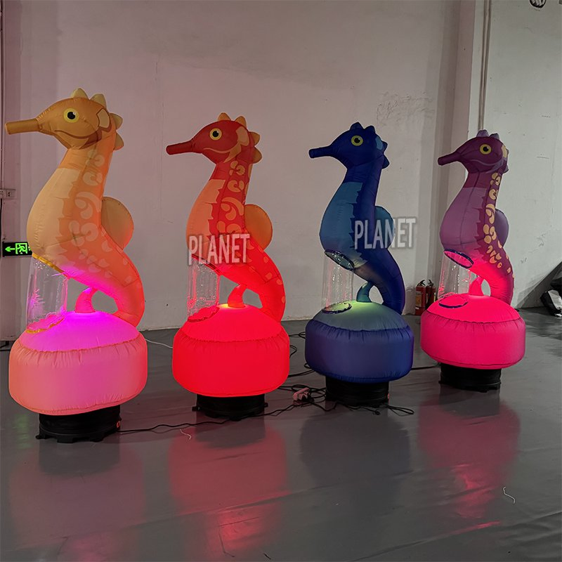 Large Inflatable Sea Horse with Colorful LED Lighting