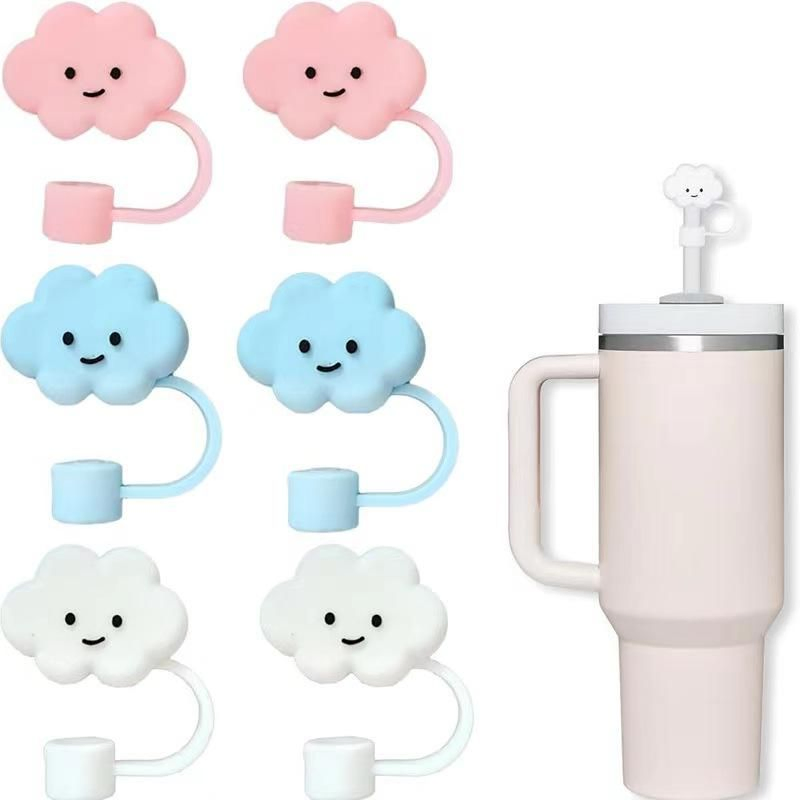 Bling 1omm Silicone Straw Topper Soft PVC Rubber Flower Cover for Tumblers