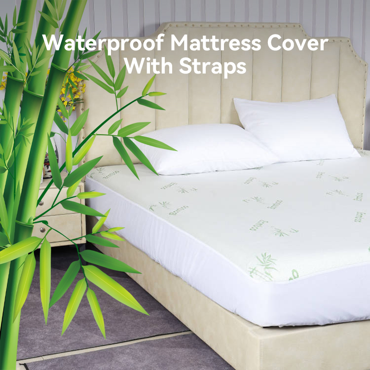 100% Bamboo Queen Size Waterproof Mattress Protector Mattress Cover Topper Elastic Band Straps