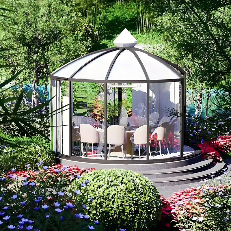 Custom Design Aluminum Outdoor Prefabricated Restaurant Curtain and LED Lighting Option Restaurant