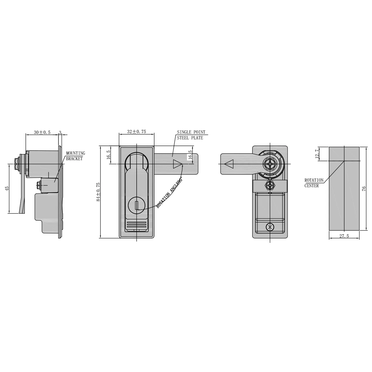 Manywell Wholesale Price Recessed-Mounted Zinc Alloy Panel Locks X - 5713