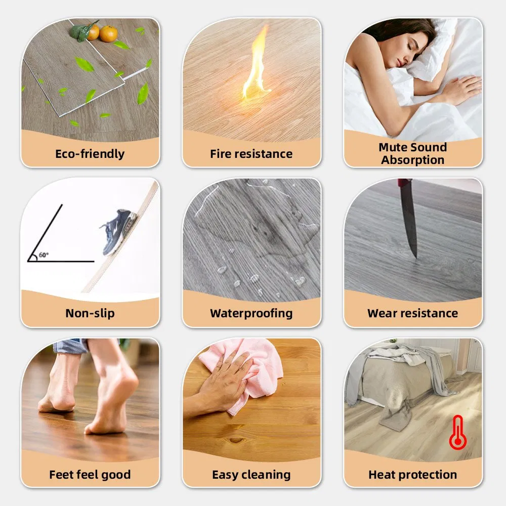 Anti-Slip Wear-Resistant Lightweight Household Commercial Indoor Sports Building Material Spc Flooring with 100% Virgin