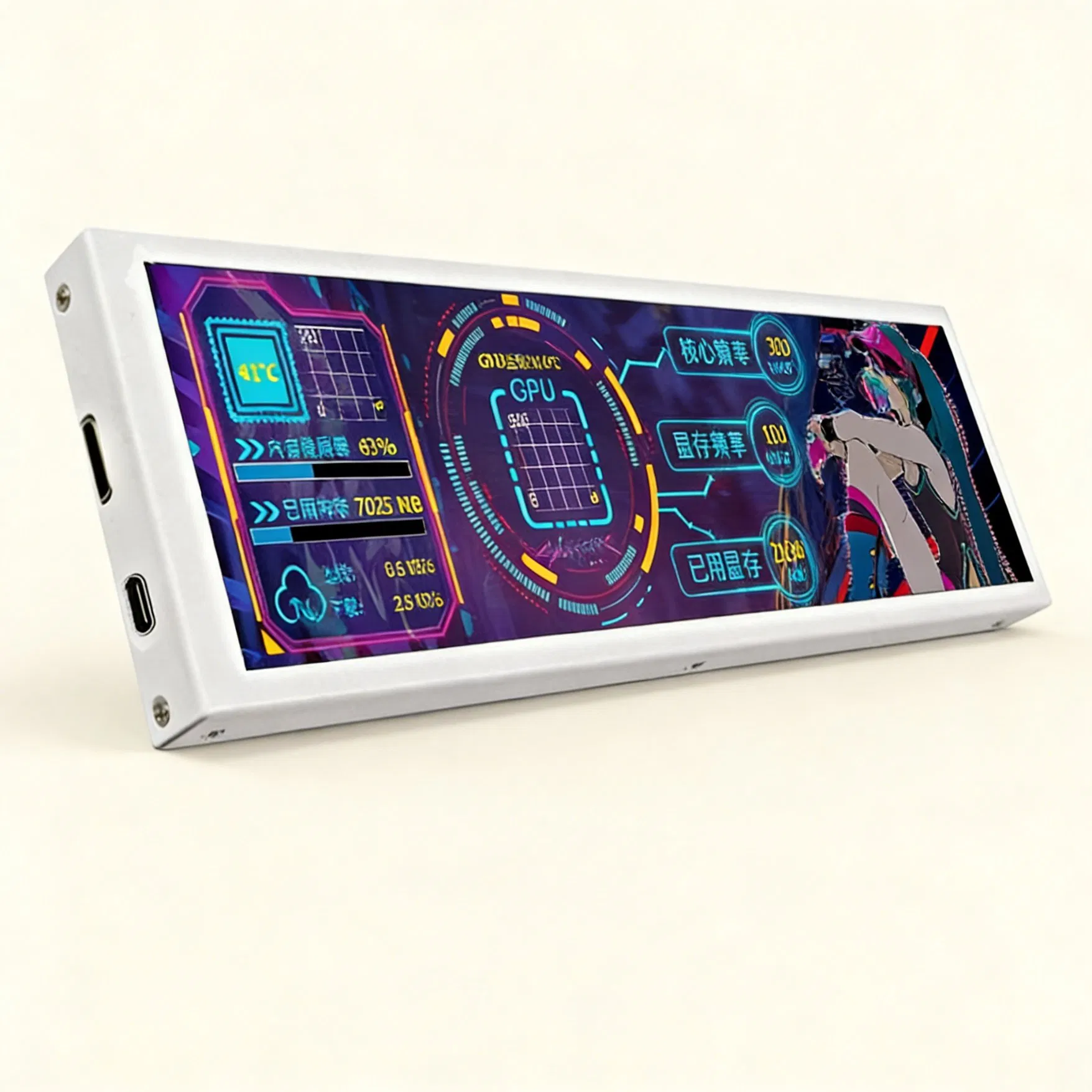 Xxxvideo Portable 8.8 White Computer Monitor for Laptop Expansion, Type-C Bar Type External Secondary Display for Office Multi-Tasking Touchscreen