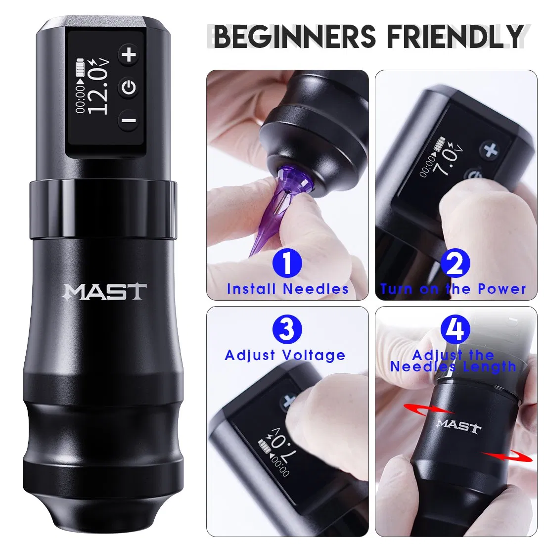 Wholesale Tattoo Machine Professional Body Art Wireless Rechargeable Battery Tattoo Pen Mast