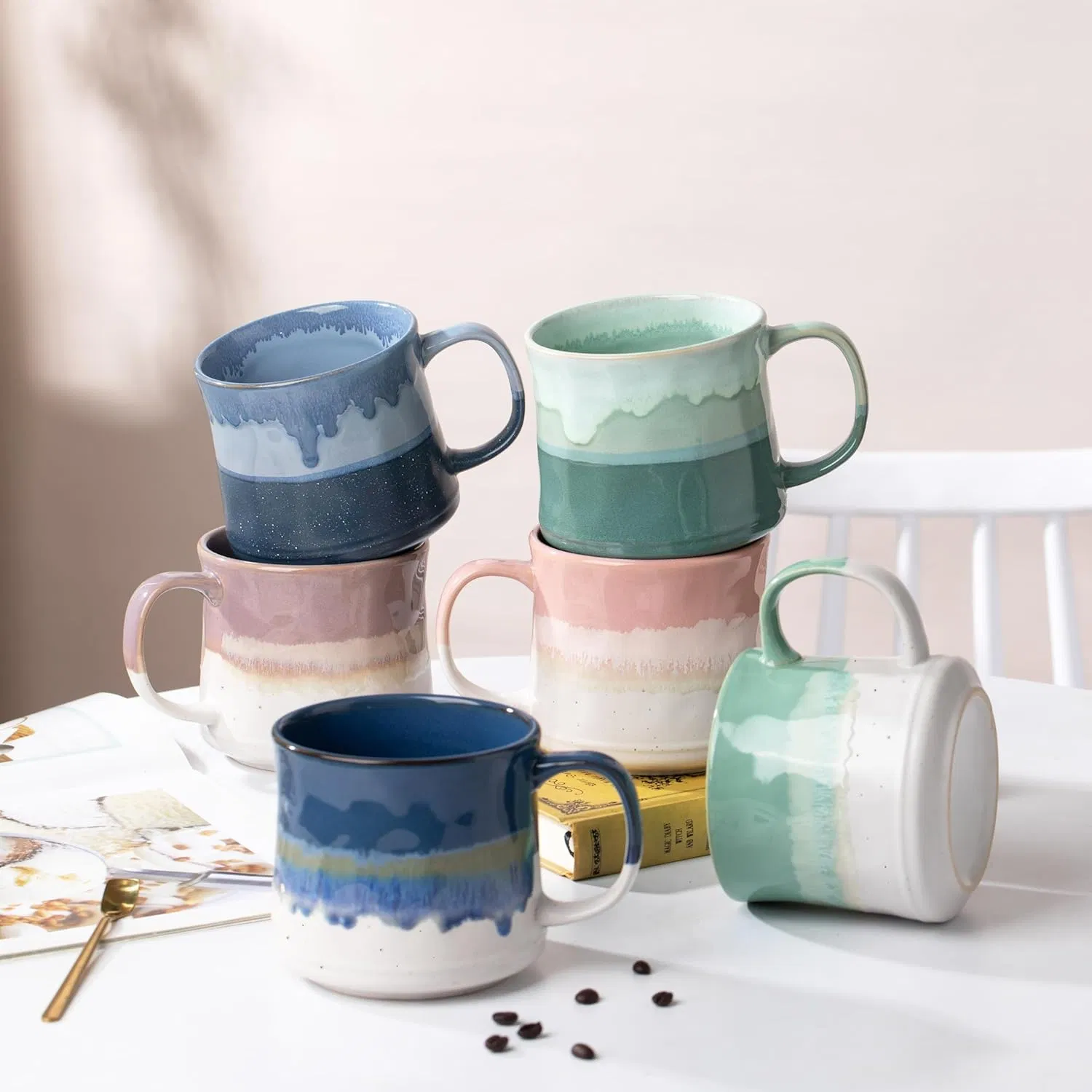 Big Ceramic Mugs with a Large Handle for Office and Home