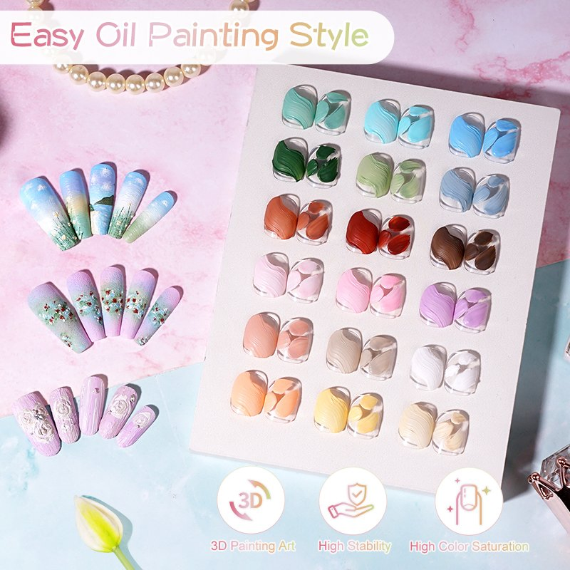R S Nail High Quality 9 Colors Nine-Grid Macaron Oil Painting Gel Palette Nail Polish Set