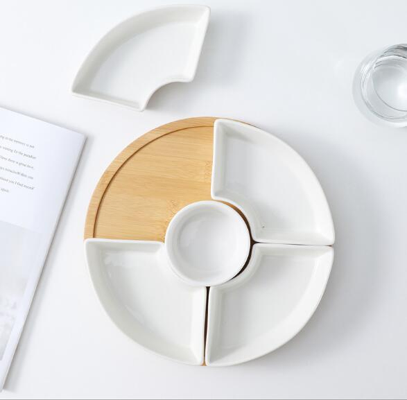 Ceramic Dessert Plate Divided Plate Snack Serving Tray Party Dish