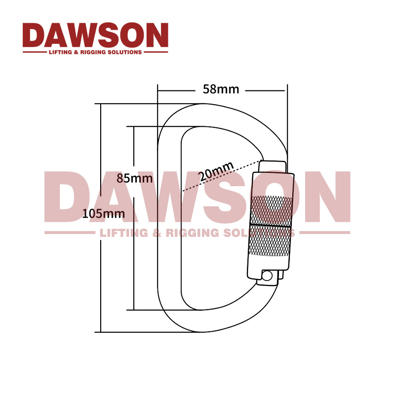 Dawson D Shaped Self-Locking Safety Steel Carabiner Hooks