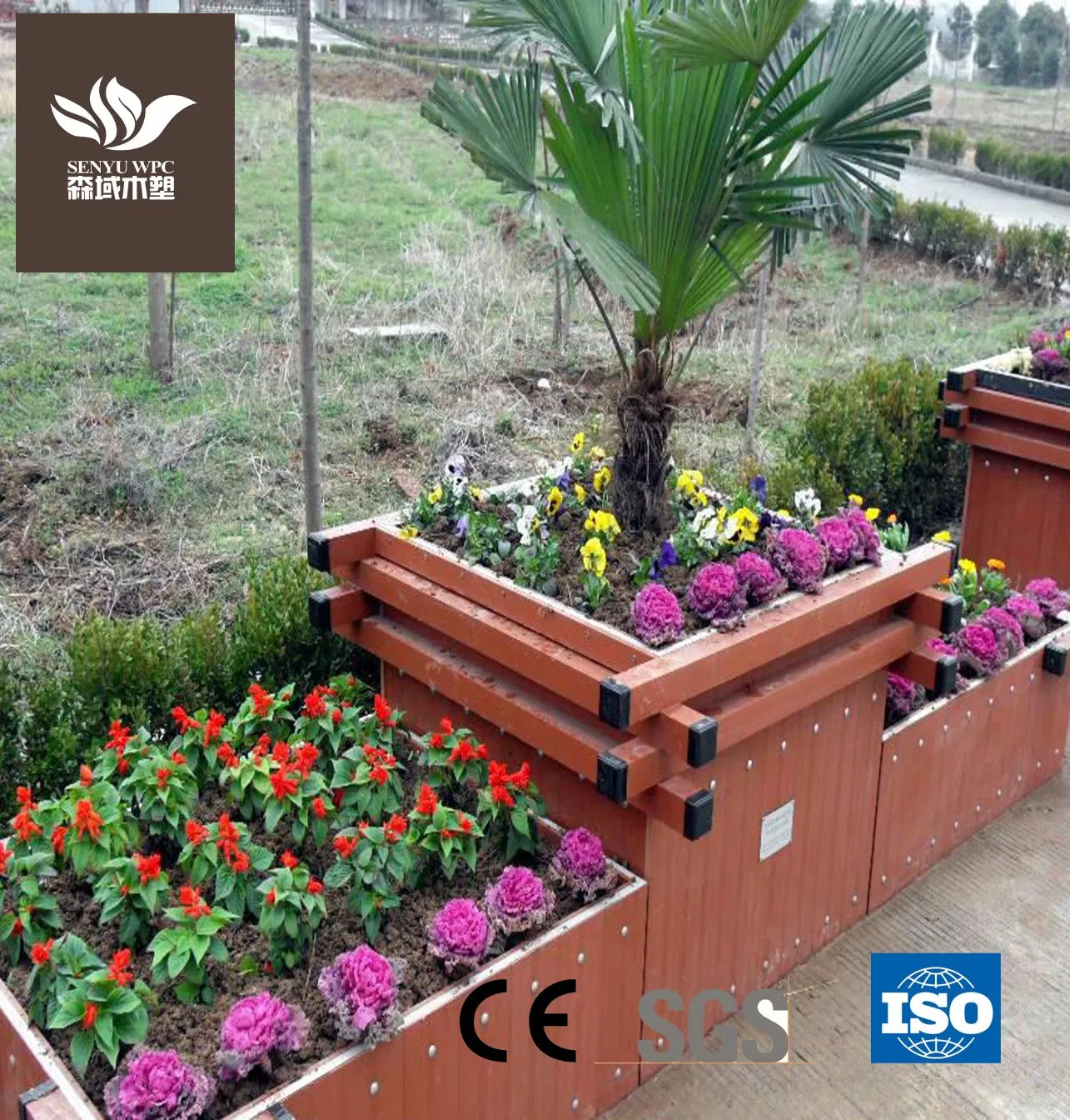 Fireproof Wood Plastic Composite Garden Flower Pot Planter
