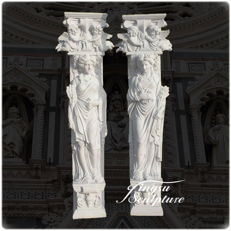Beautiful Design Hand Carved Greek Woman Marble Column