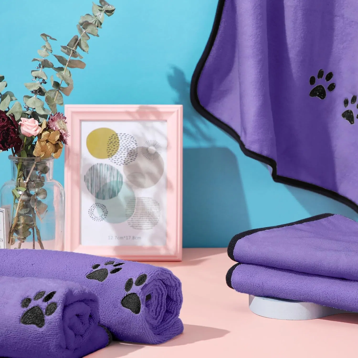 Free Sample 100% Pure Microfiber Dog Towel Cozy Washable Quick Dry Absorbent Custom Pet Bath Towel