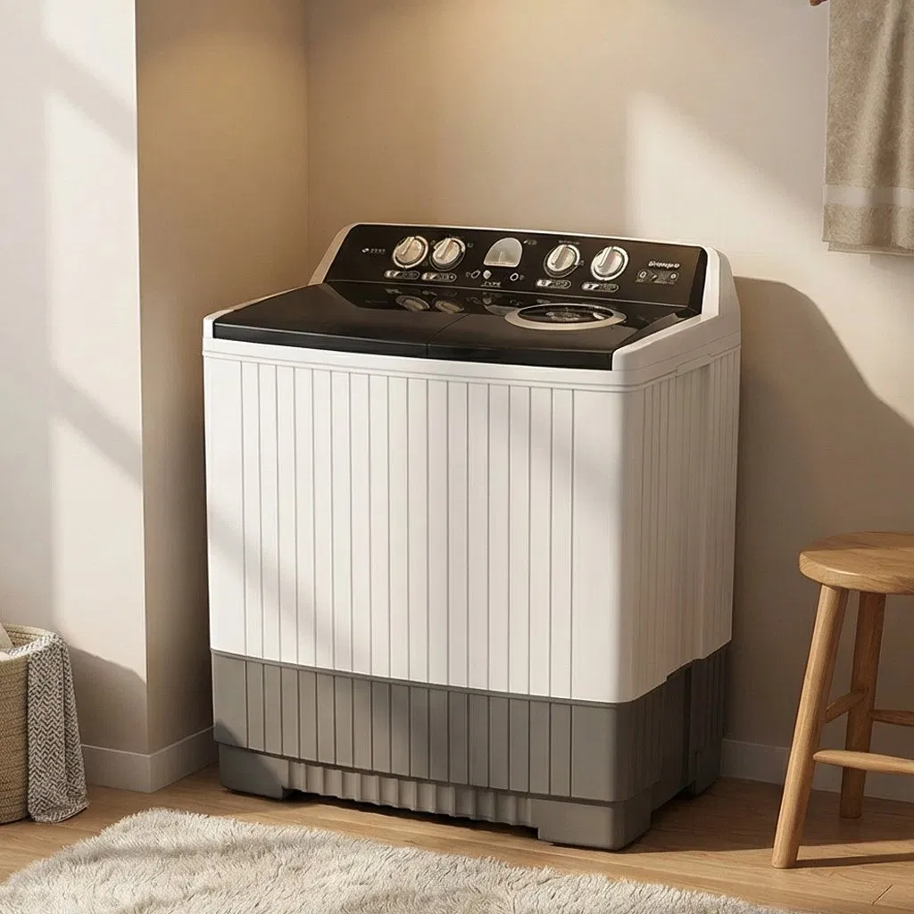 Reliable 19kg Twin Tub Washer Featuring Tempered Glass Design