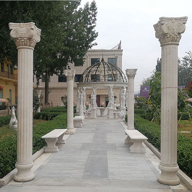 Hand Carved Exterior Decorative Pillar Stone Marble Columns for Sale