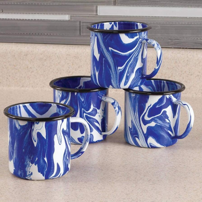 Vintage Round Enamel Coffee Tea Mug for Outdoor Indoor Picnic Travel