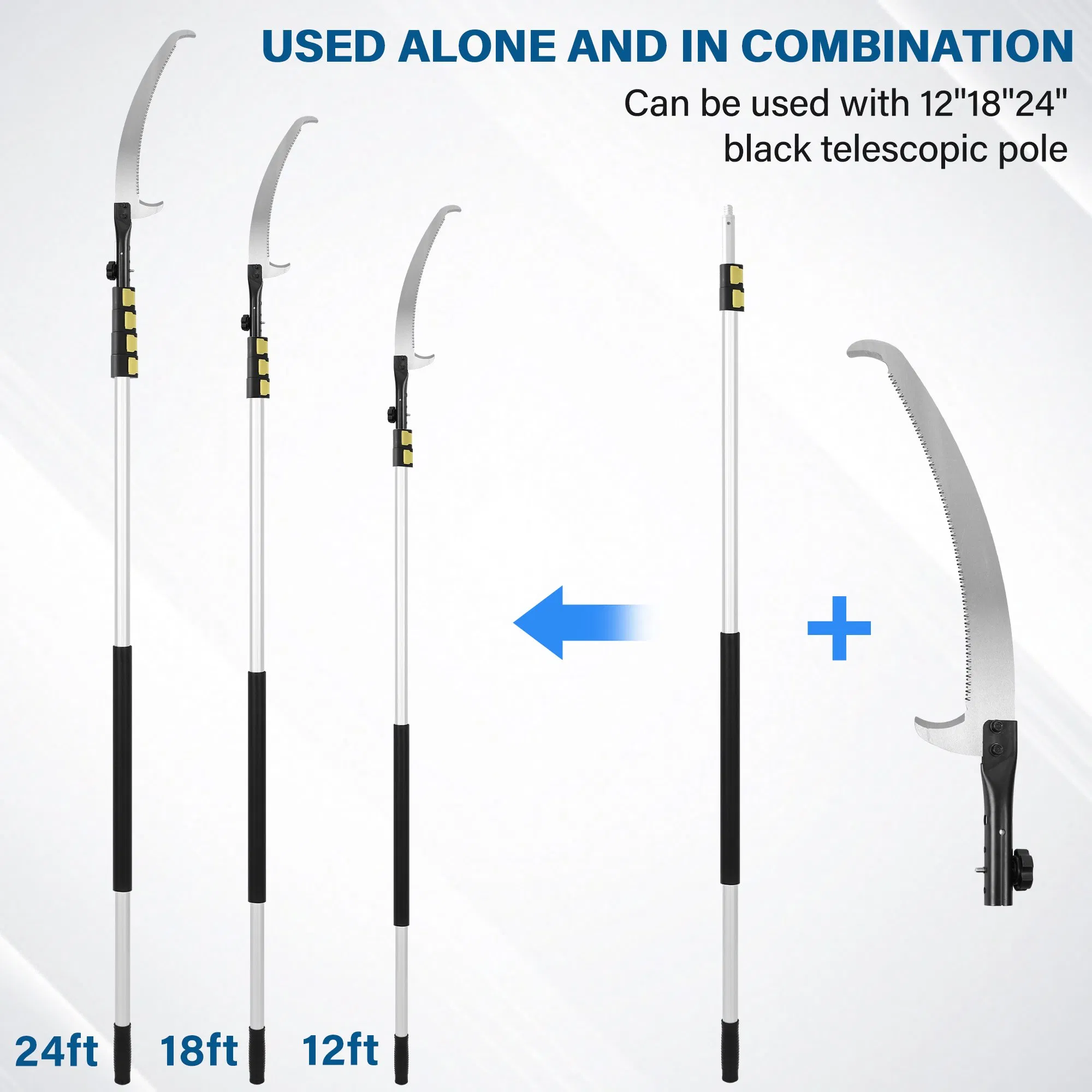 High-Reach Branch Cutter with Saw Blade Telescoping Pruning Saw