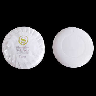 Round Soap with Pleated Kraft Paper Wrapper for Hotel Toilet Room Using