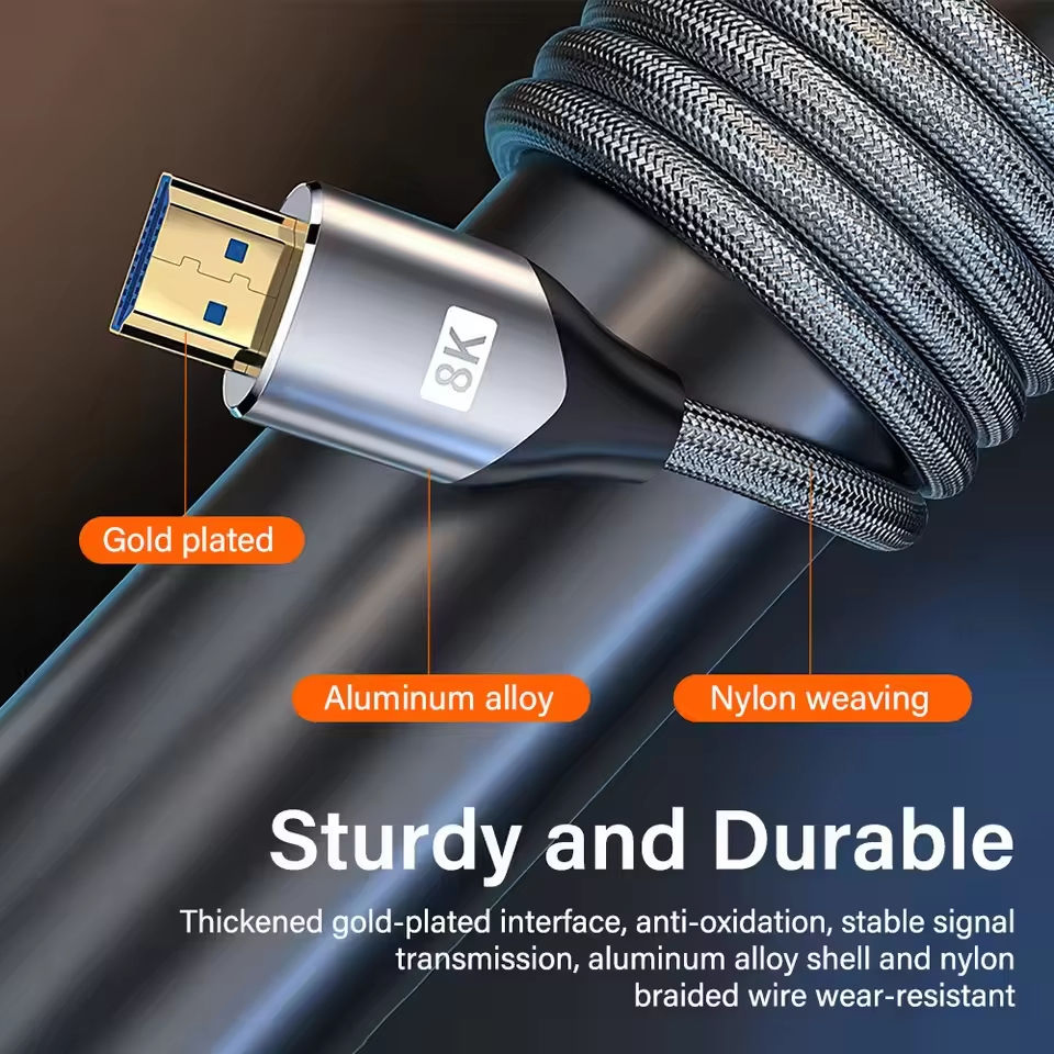 HDMI кабель 8K 4K, плоский, с позолотой, 2-10 м