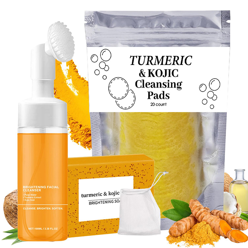 Beauty Cosmetics Turmeric Whitening Soap Mousse Turmeric Skin Care Set