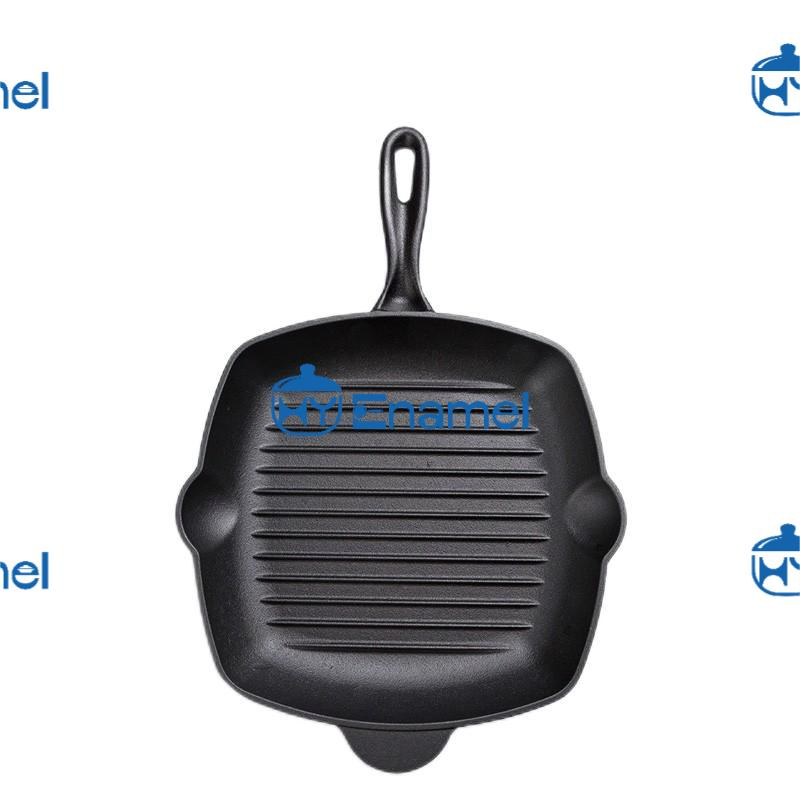 Home and Kitchen Cast Iron Grill Pan with Cast Iron Handle and off Oil Mouth