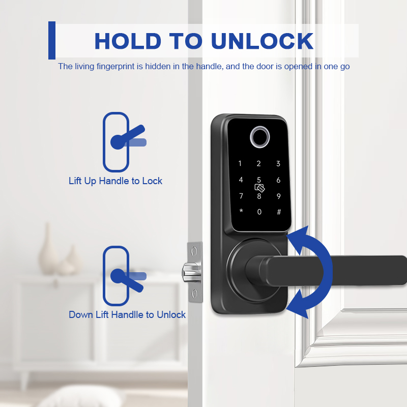 Camakt Tuya Bluetooth Smart Handle Secure Digital Door Lock for Wooden Door Cerradura Inteligente Para Puerta Smart Lock