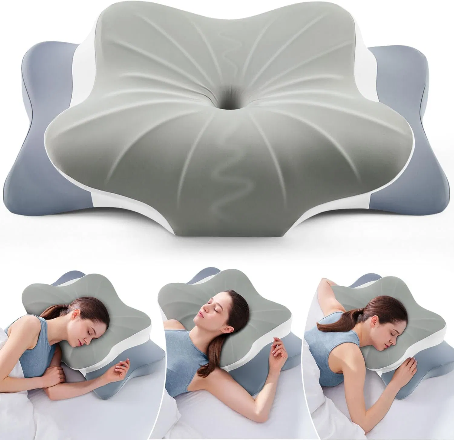 Cervical Neck Pillow for Pain Relief, Memory Foam Pillows with Cooling