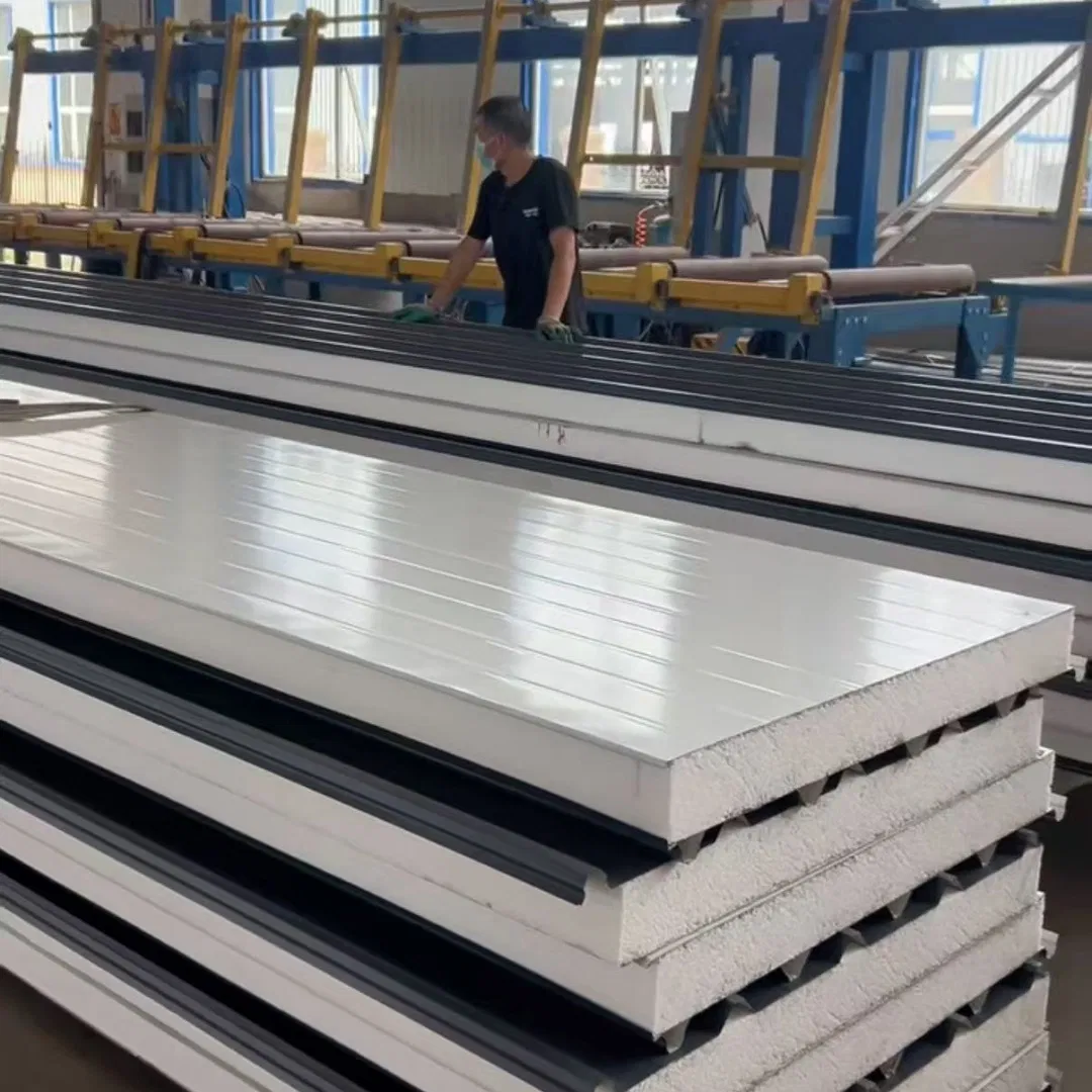 50mm/100mm/150mm Rock Wool/Glass Wool Sandwich Panel for Wall and Roofing