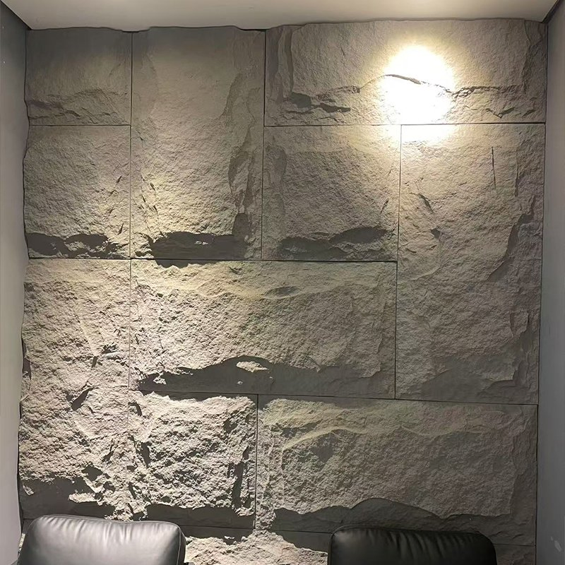 Flexible Polyurethane Stone 3D PU Stone Sheets Panel Tile for Wall Decoration