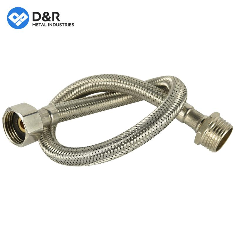D&R Factory Custom 304/201 Stainless Steel Flexible Braided Hose Extension Sink Hose for Hot and Cold Water