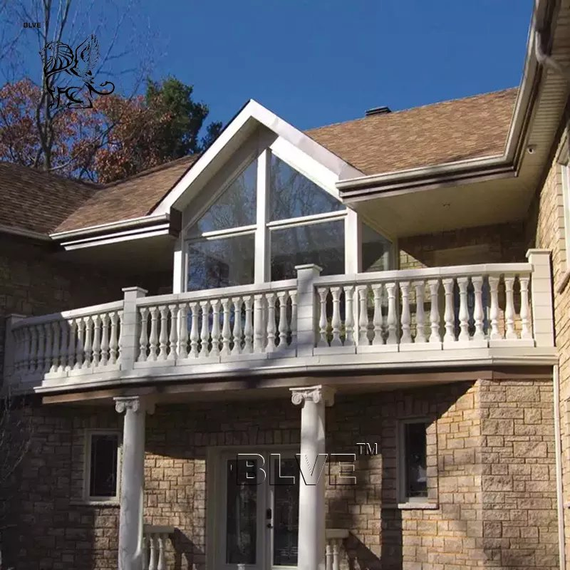 Factory Hand-Carved Garden Natural Stone Balcony Handrail White Marble Stair Railing Designs for Sale
