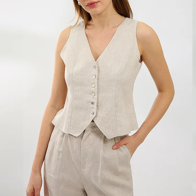 Комплект женский топ на пуговицах и широкие брюки