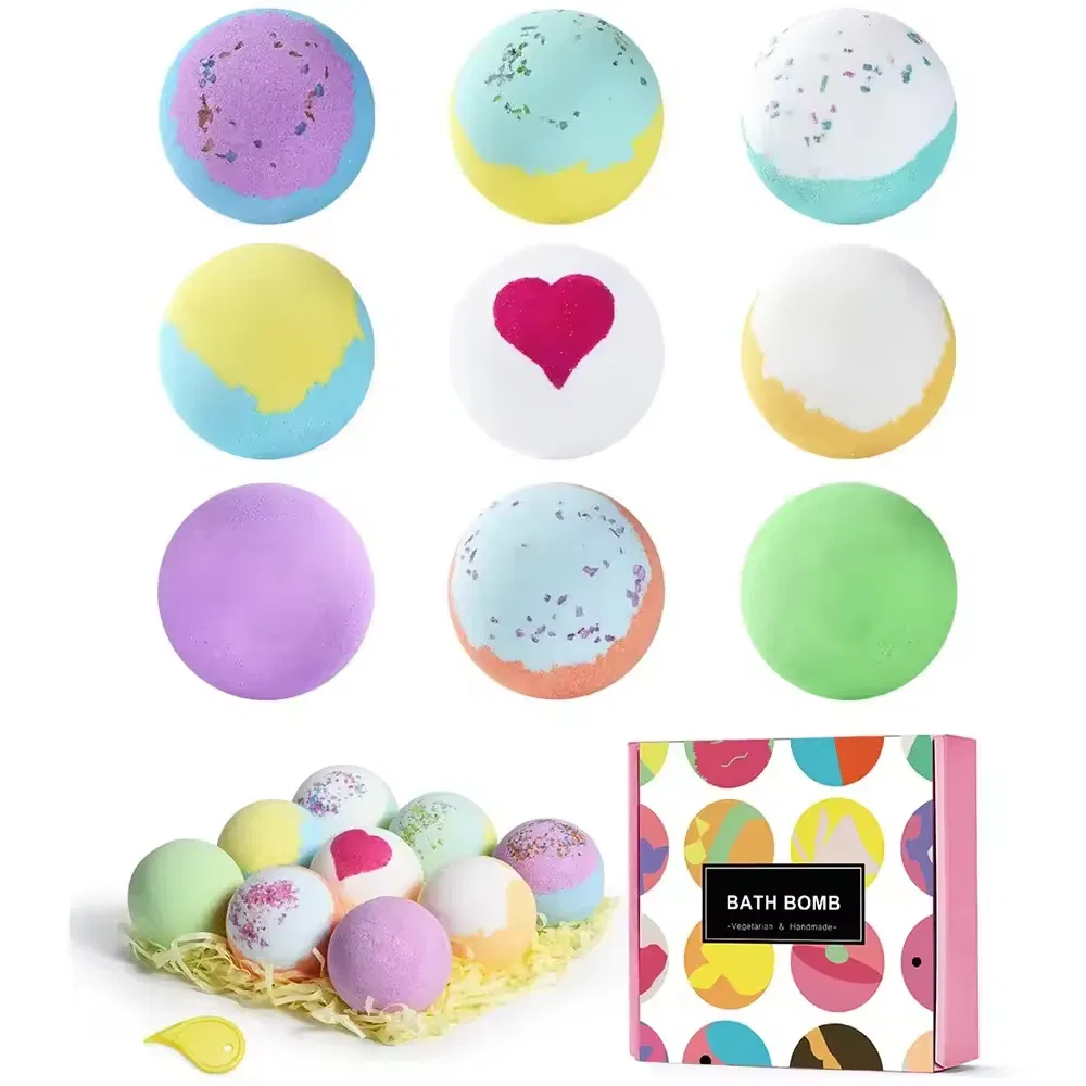Natural Bath Bombs 12 Pack Gift Set Relaxing Bath Bomb Gift Set Shimmer Bath Bombs