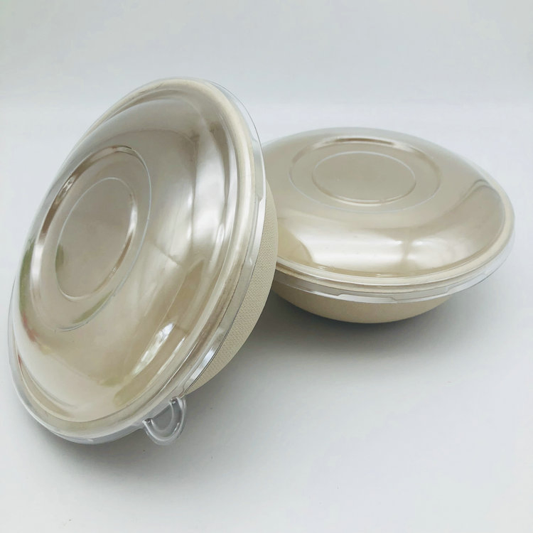 1000ml Round Sugarcane Bagasse Salad Bowl with Pet Lids
