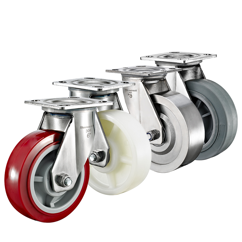 4" 5" 6" 8" Stainless Steel Heavy Duty PU/TPR/PA/Solid Steel Caster Wheels Industrial Anti-Rust Trolley Casters