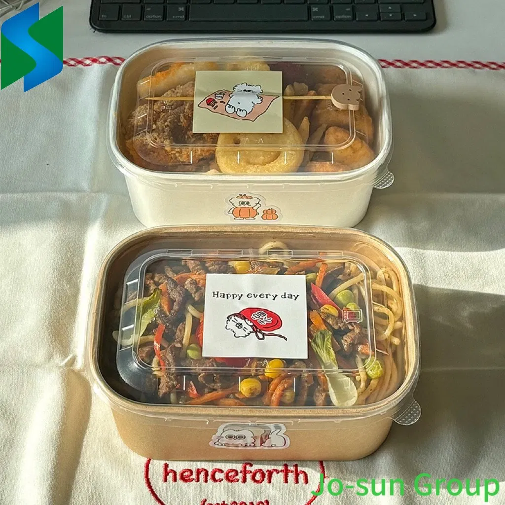 500ml Brown Rectangular Salad Bowl Disposable Lunch Box Takeout Light Fruit Picnic Tableware