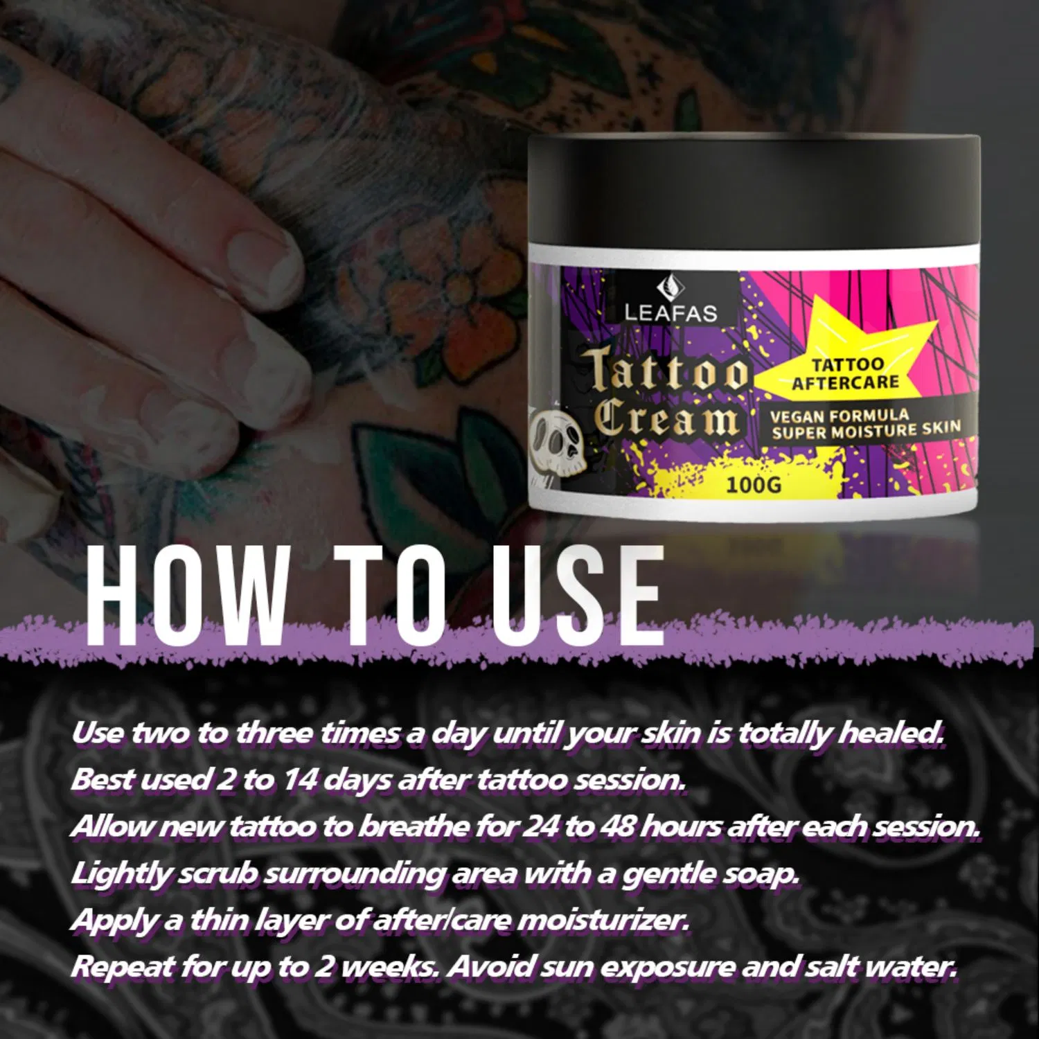 Private Label Tattoo Aftercare Healing Balm Ointment, Anti-Inflammatory Herbal Relieves Itching Soothes Tattoo Intensifying Cream