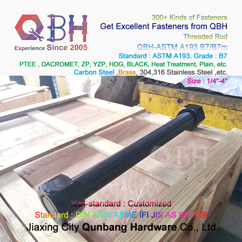 Qbh Customized ASTM A193 B7/B7m Alloy Brass Carbon Stainless Steel HDG Half Fully Thread Construction Building Materials Fastener Threaded Rods Formwork