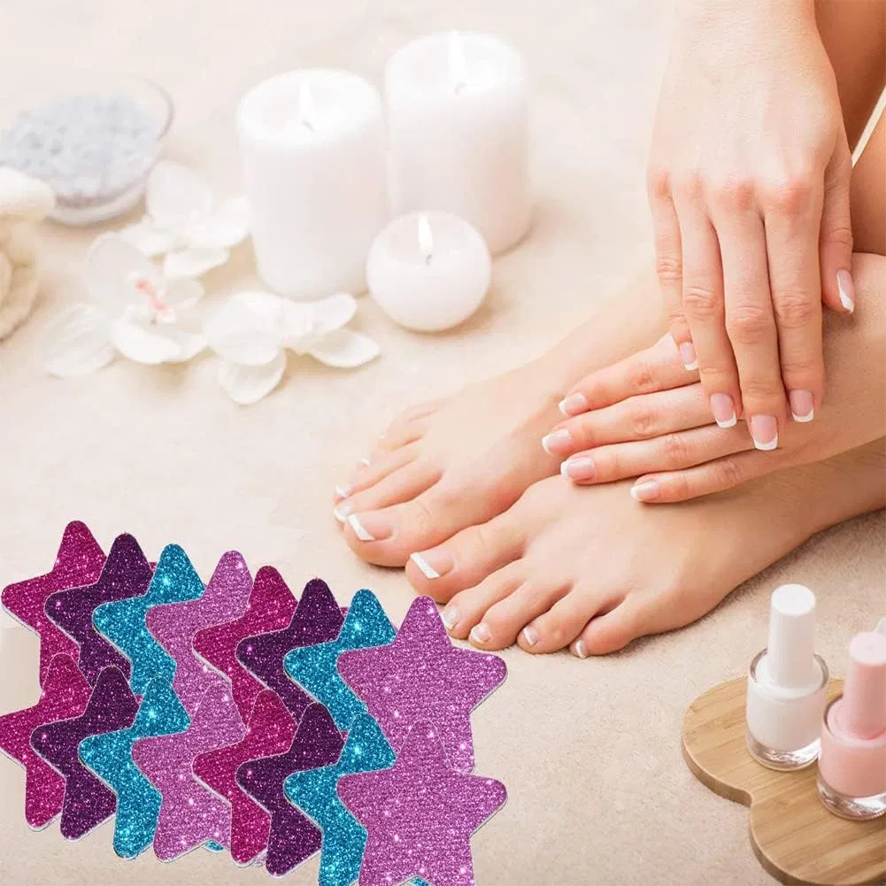 Hot Sale Star Shape Disposable Nail Glitter File Strips Nail Buffers for Shaping and Smoothing Toenails