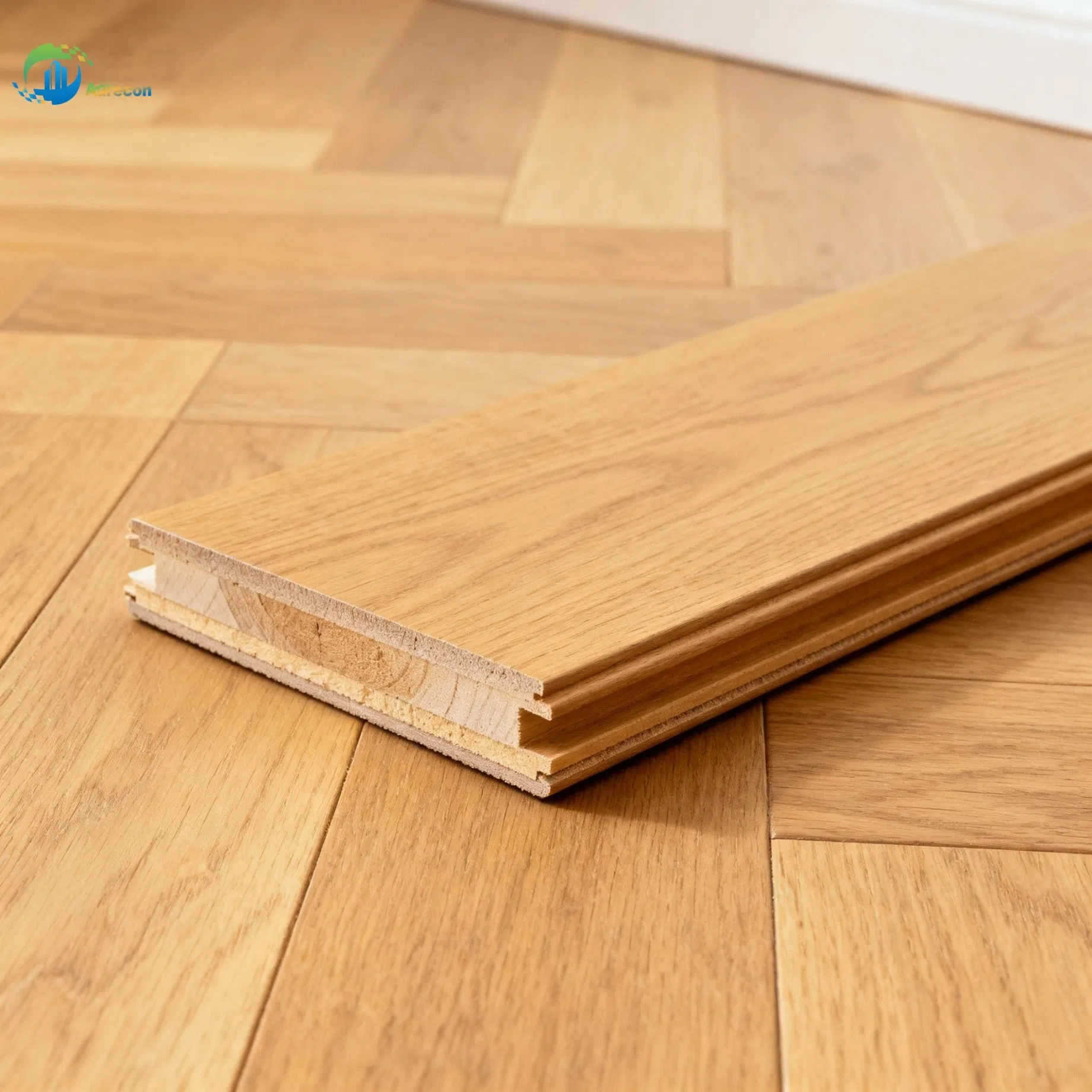 3-Layer Solid Wood Oak Engineered Flooring - Moisture-Proof Office & Hotel Locking Type