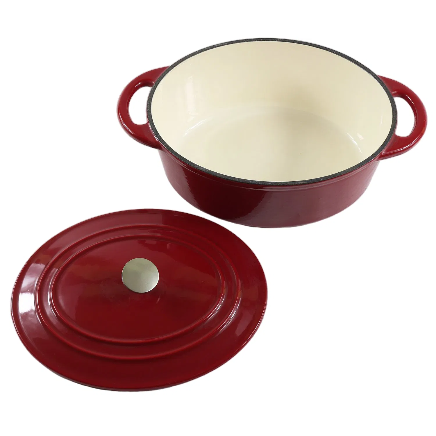 Чугунная жаровня-кастрюля 5.5 л с крышкой, красная