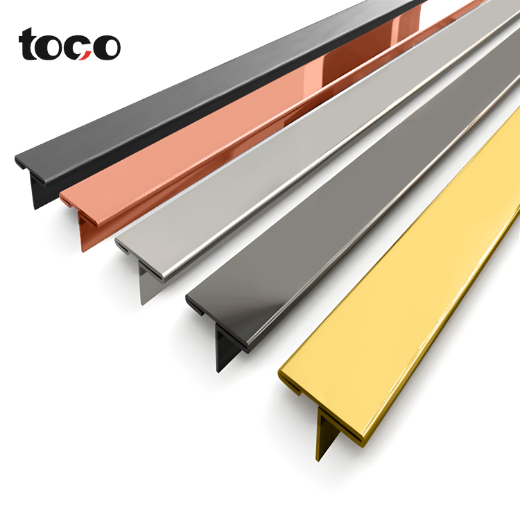 Classical Ceramic Profiles Decorative Metal Strips Stainless Steel T-Shape Accessories Tile Trim