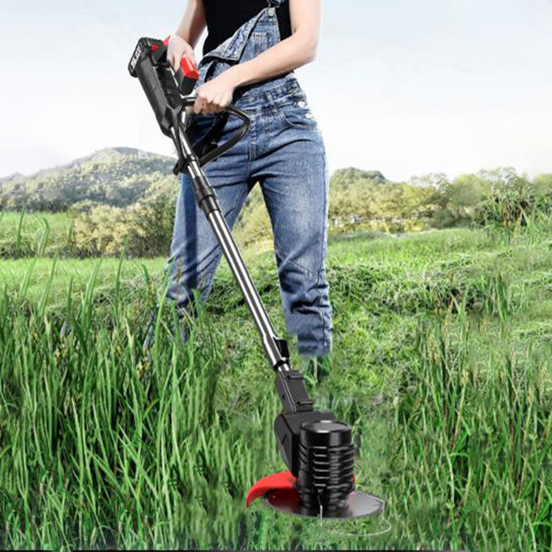 Electric Grass Cutter Lithium 21V Household Foldable Lawn Mower Portable Brush Trimmer Handheld Brush Cutter Lawn Mower