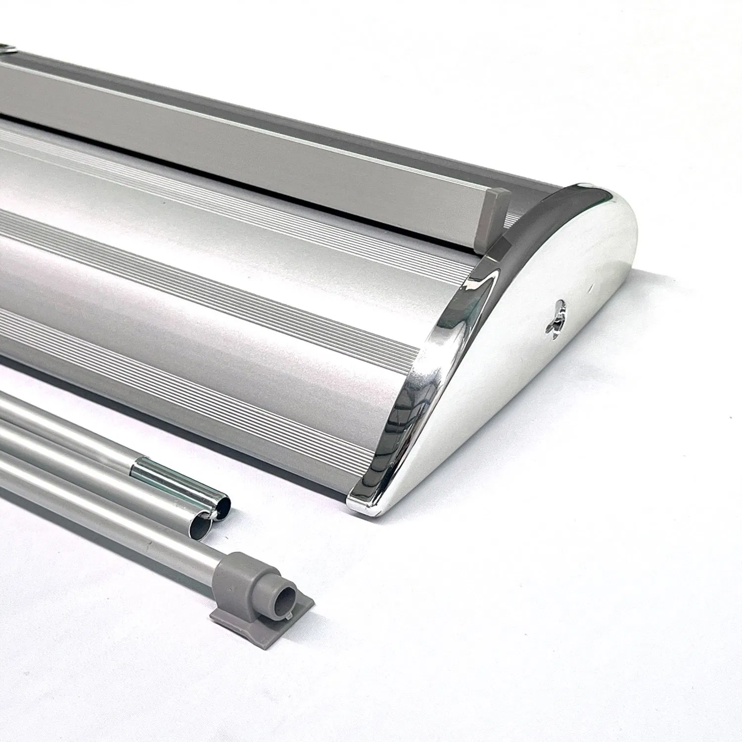 31 X 78" Custom PVC Chrome-Plated Wide-Bottom Roll-up Banner Stand - Specially Supplied for Promotional Activities