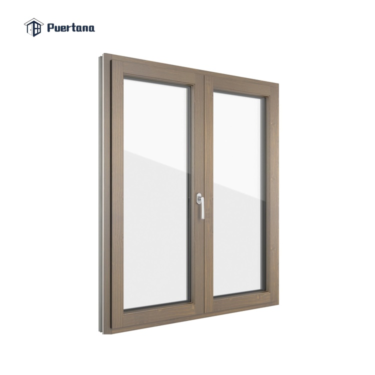 Wood Aluminum Composite Germany Tempered Glass Low E House Windows Wood Tilt Turn Window