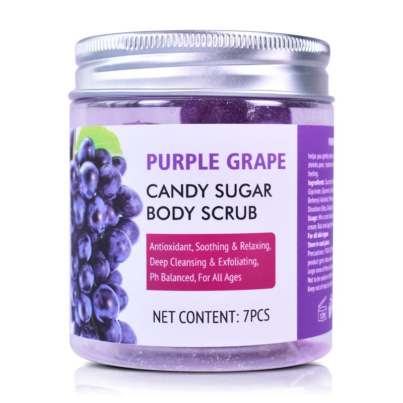 Custom Label Exfoliating Purple Grape Skin Cube Sugar Body Scrubs Smooth Candy Scrub Balls